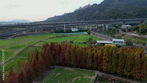 Aerial view of the farm landscape near Huoyan Shan photo