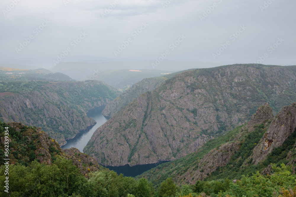 Canyon of the Sil River in Galicia from the top of a natural viewpoint.