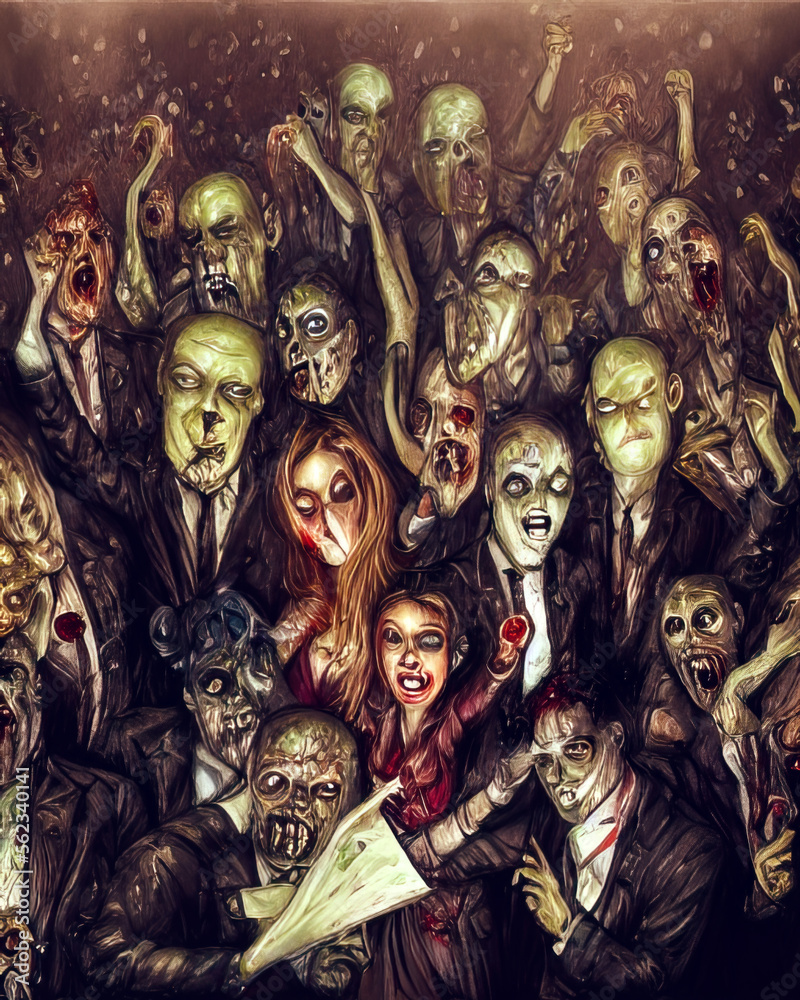 Decadent zombie party concept, generative ai illustration