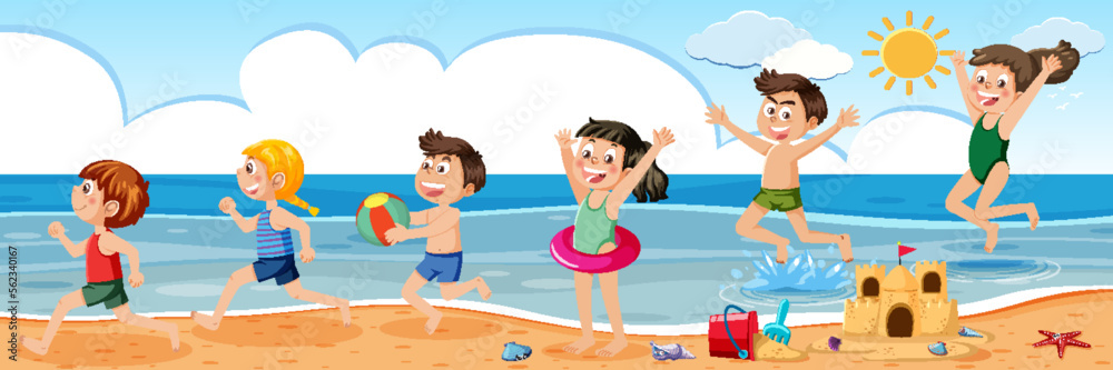 Kids enjoying summer holiday on the beach