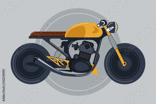 cafe racer vintage motocycle illustration in yellow concept