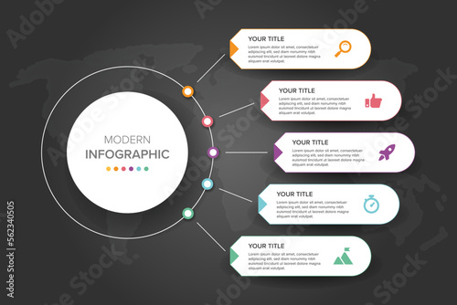 Creative concept for infographic element vector 5 options, steps, list, process. Abstract elements of graph, diagram with steps, options, parts or processes, timeline infographics, workflow or chart.