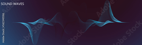 abstract vector blue colored sound wave lines. Wireframe sound mixer wave background. 