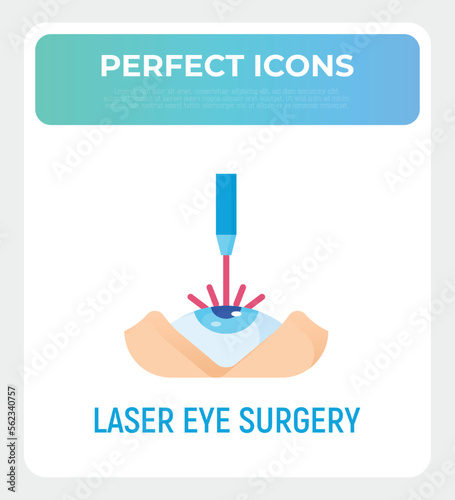 Laser eye surgery flat icon..Ophthalmology. Lasik vision correction. Vector illustration.