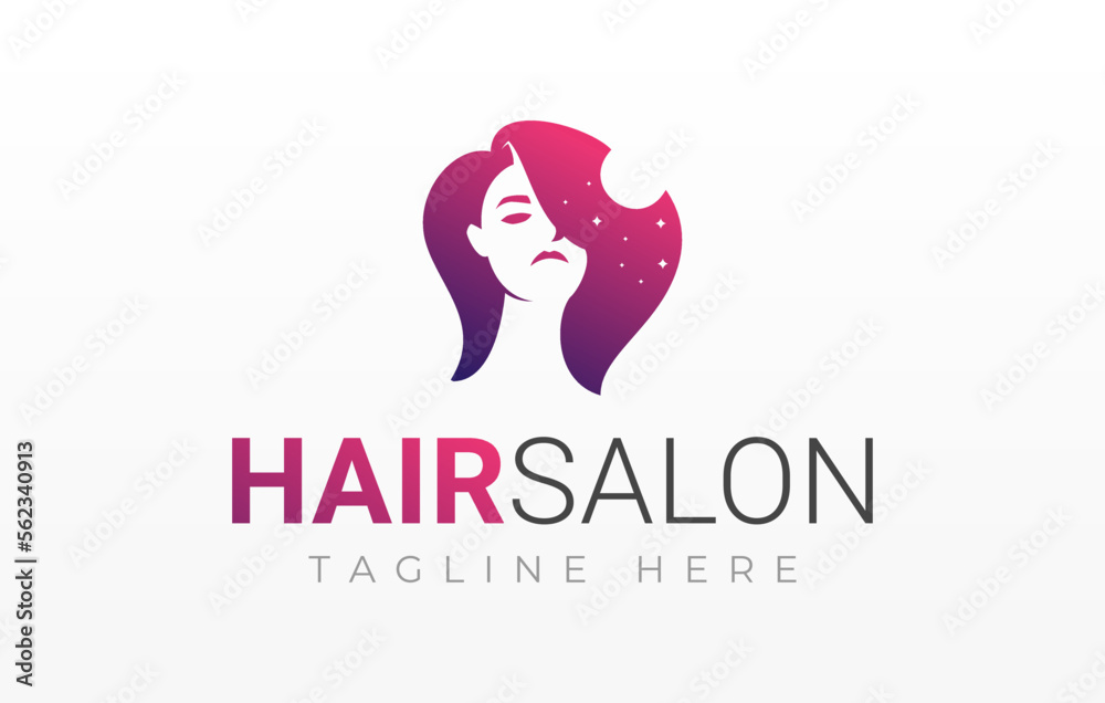 Woman Hair  Dreams Logo Design. Beauty Salon and Spa Vector Illustration.