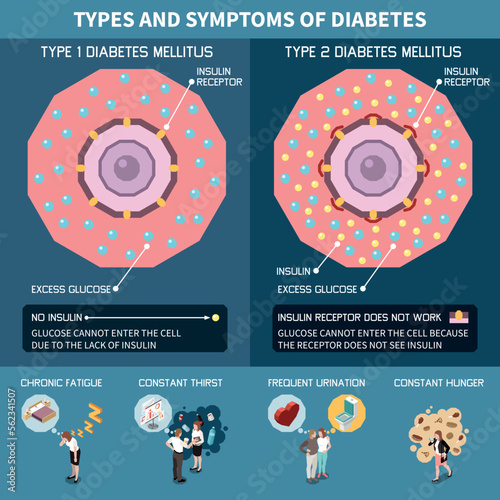 Diabetes Isometric Infographics
