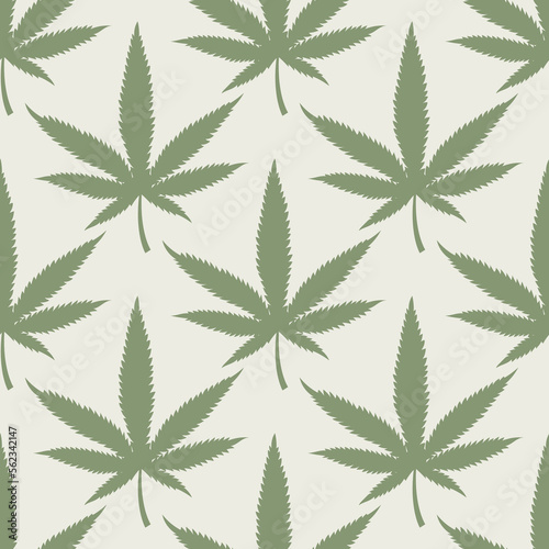 Cannabis seamless pattern. Marijuana leaves hemp background. Vector