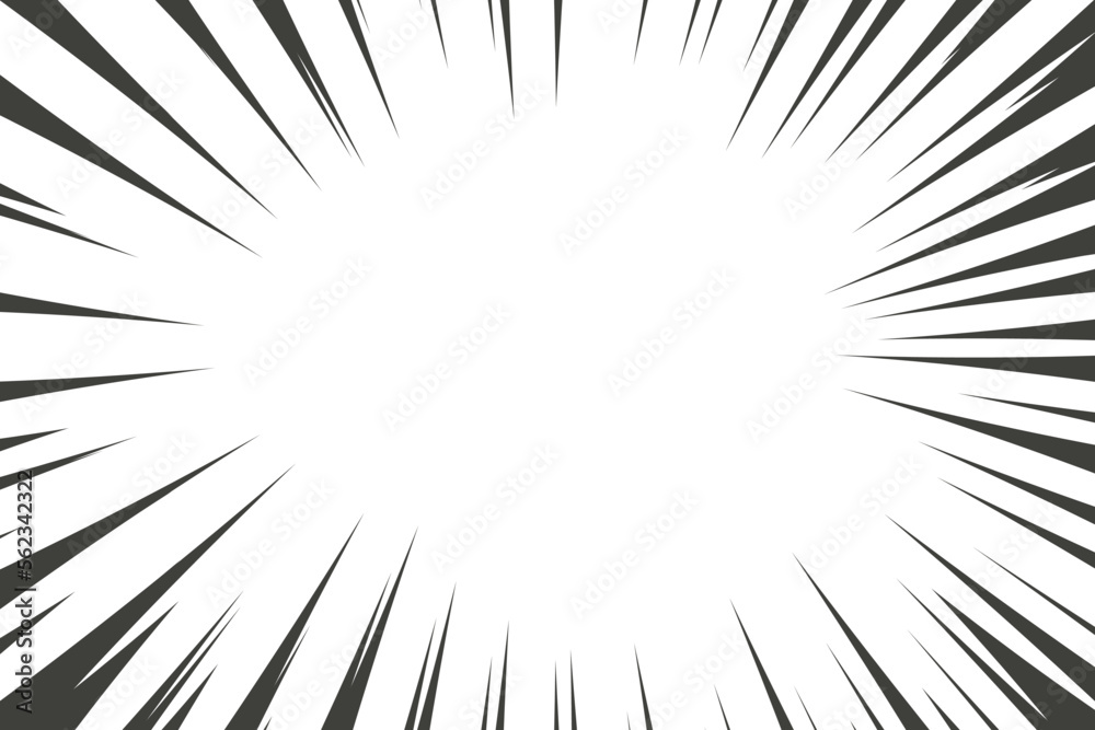 Comic manga radial lines with speed effect for comics book. Black and white explosion background. Flash ray blast glow. Vector frames. Comic manga radial lines with speed effect for comics book. Black and white explosion background. Flash ray blast glow. Vector frames.