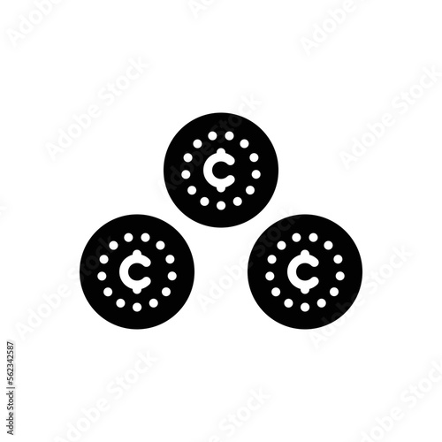 Black solid icon for cents
