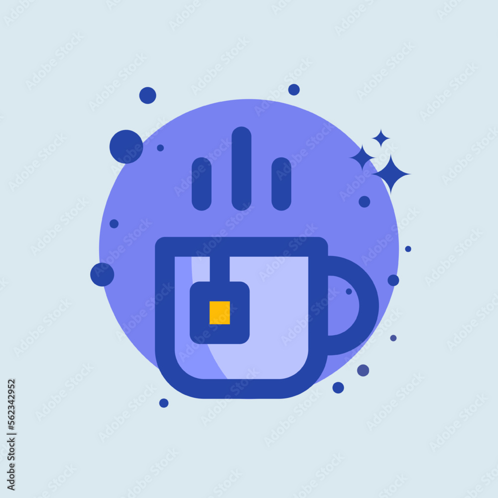 Break time flat illustration. Tea signs vector illustration. Break time flat illustration. Tea signs vector illustration.