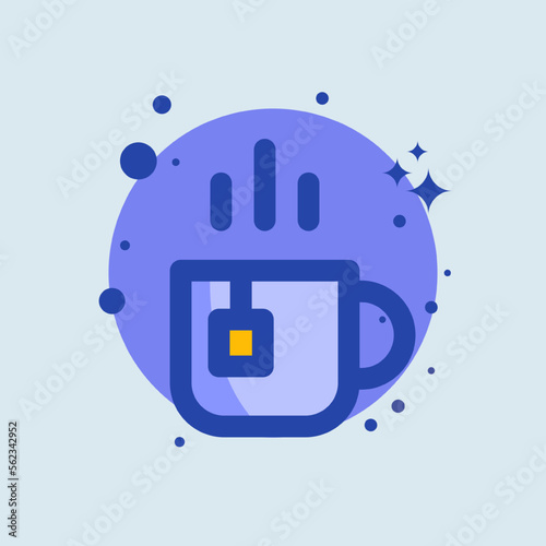 Break time flat illustration. Tea signs vector illustration.