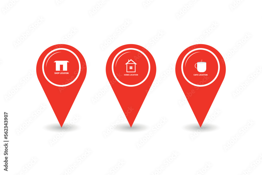 Shop or Home or Cafe Location Icon vector realistic glossy design. Shop or Home or Cafe Location Icon vector realistic glossy design.