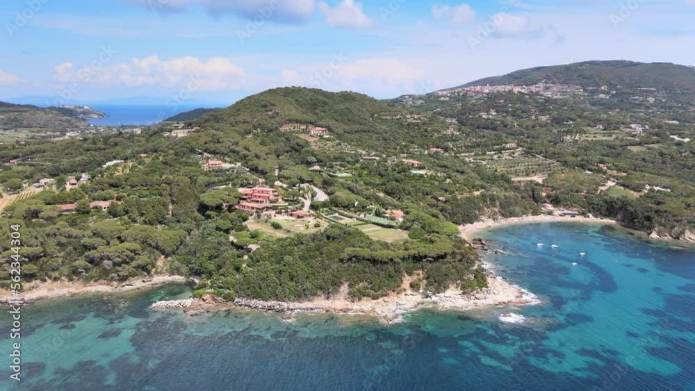 Aerial view of Elba Island. Barabarca Beach and Southern Coastline in summer season. Drone viewpoint Aerial view of Elba Island. Barabarca Beach and Southern Coastline in summer season. Drone viewpoint