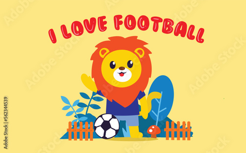 Cute Lion with flat design style perfect for kid merchendise and cover book