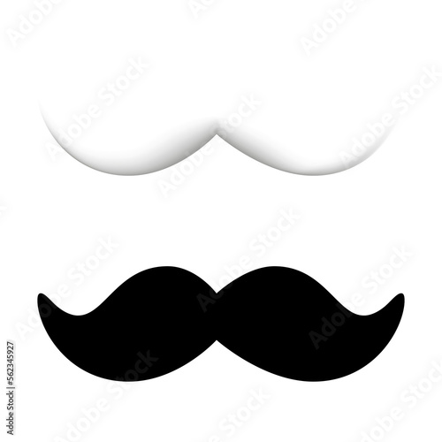 Black and white mustache, moustache isolated.