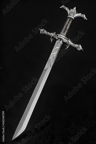 medieval sword isolated on black background created with Generative AI technology