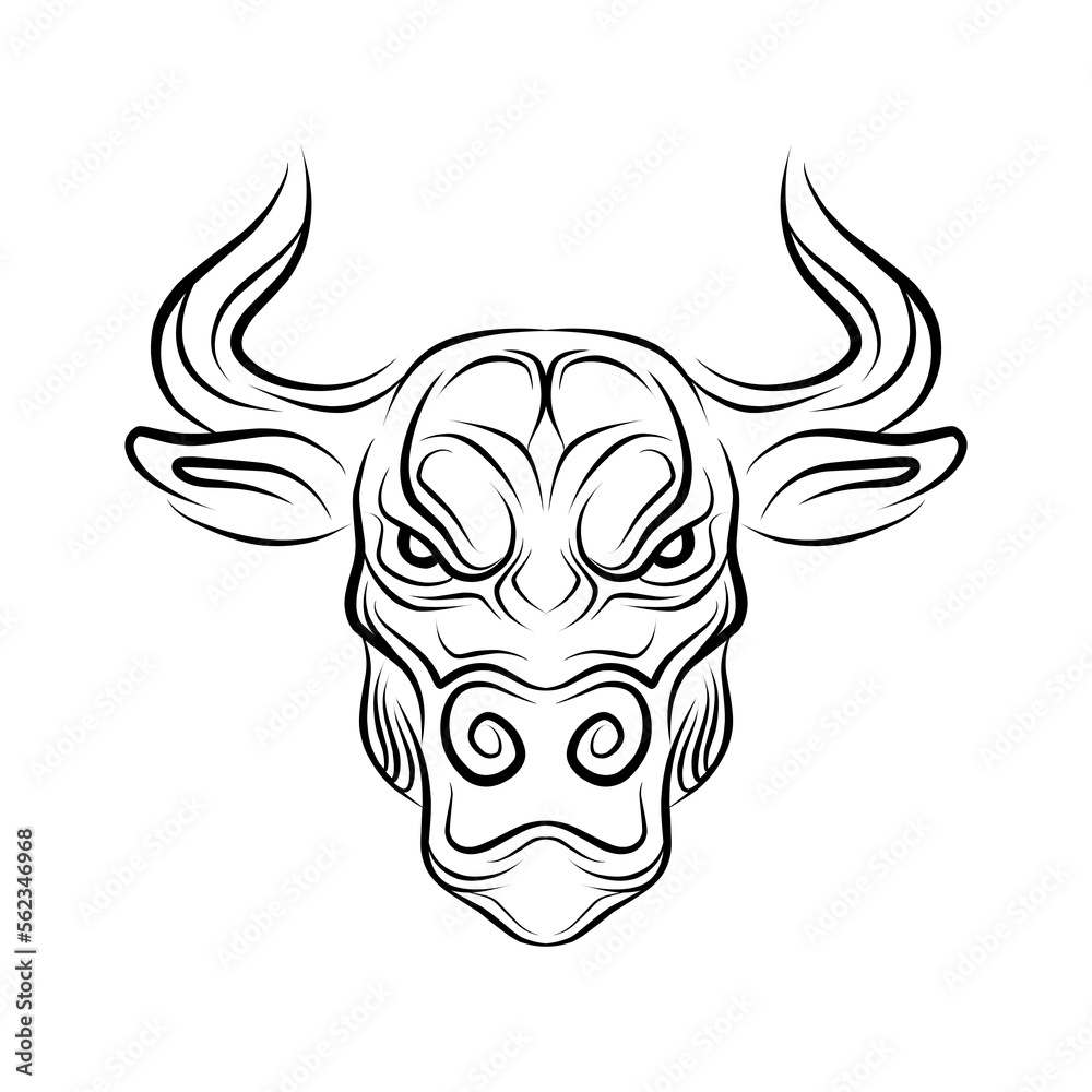 Fototapeta premium continuous one line art of bull