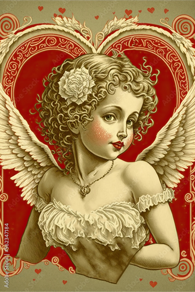 Fototapeta premium 1950s pinup angel heart