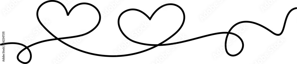 A simple line drawing of hearts on an isolated white background for Valentine’s Day A simple line drawing of hearts on an isolated white background for Valentine’s Day