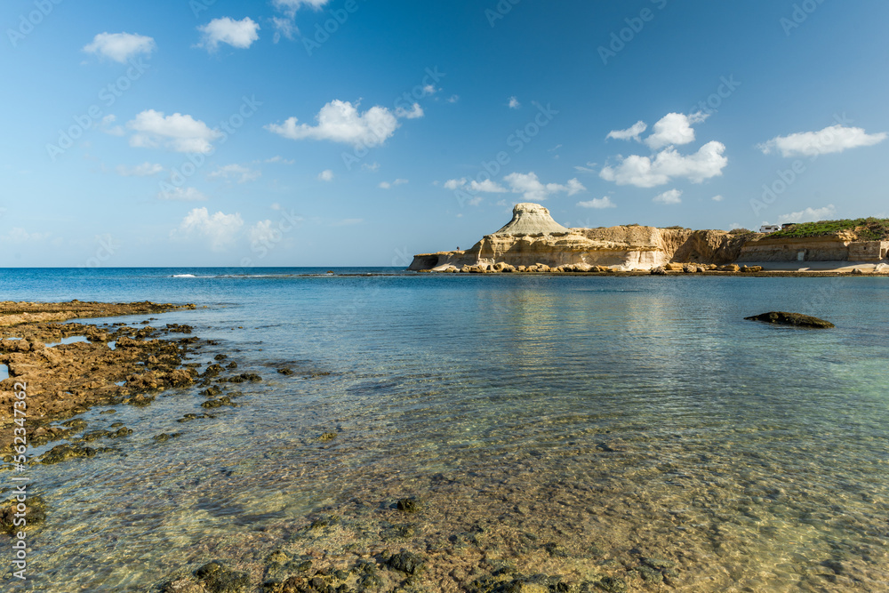 Xwejni Bay in Malta. Pristine beach and rock formations