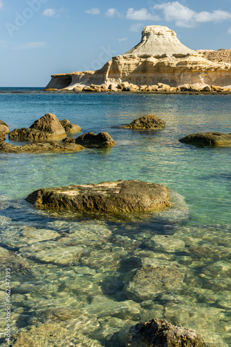 Beautiful pristine beach in Xwejni Bay, Malta