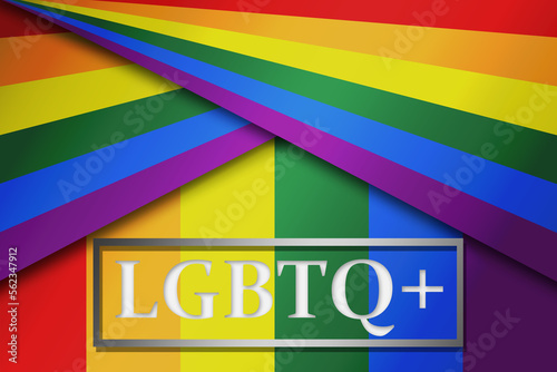 LGBTQ rainbow flag with banner