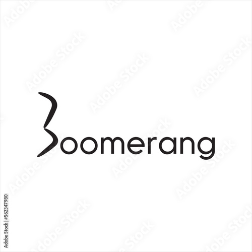 Boomerang word design concept of letter B with boomerang symbol