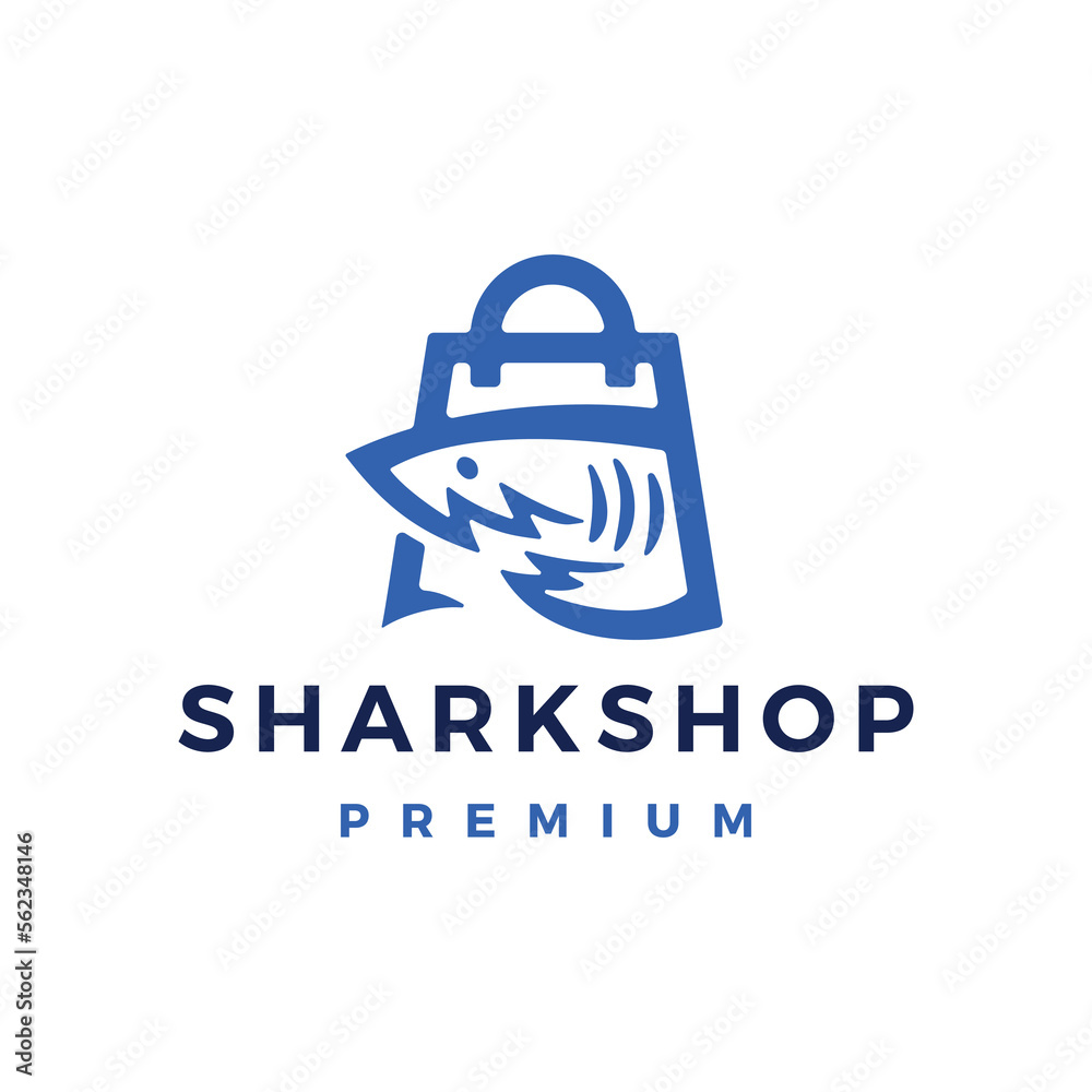 shark shop store logo vector icon illustration shark shop store logo vector icon illustration