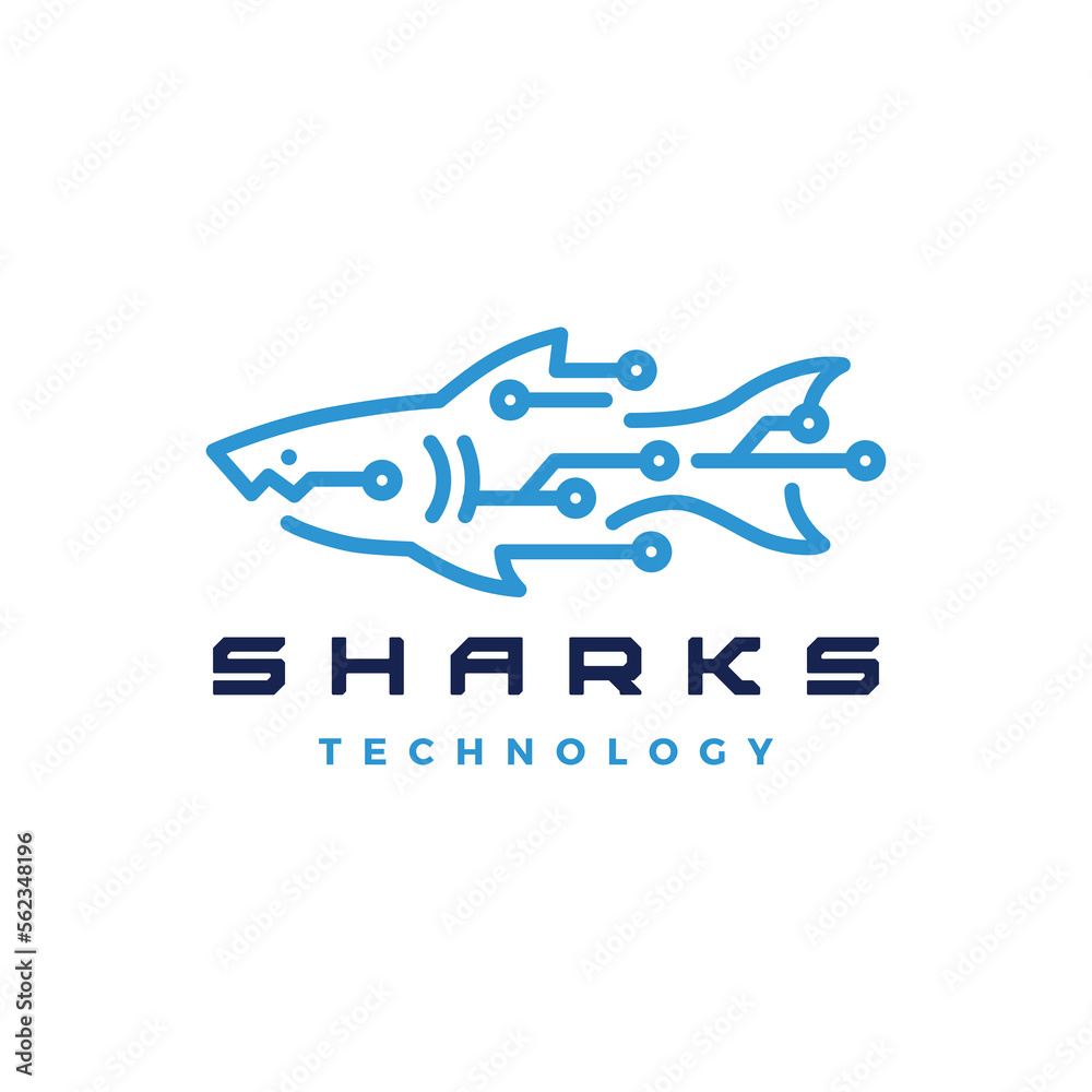 shark tech technology logo vector icon illustration shark tech technology logo vector icon illustration