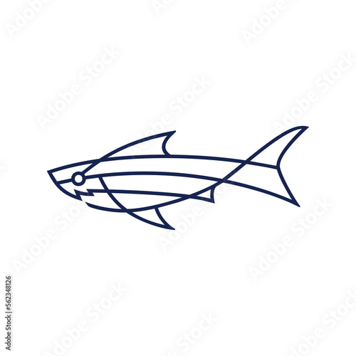 Wallpaper Mural shark monoline line art logo vector icon illustration Torontodigital.ca
