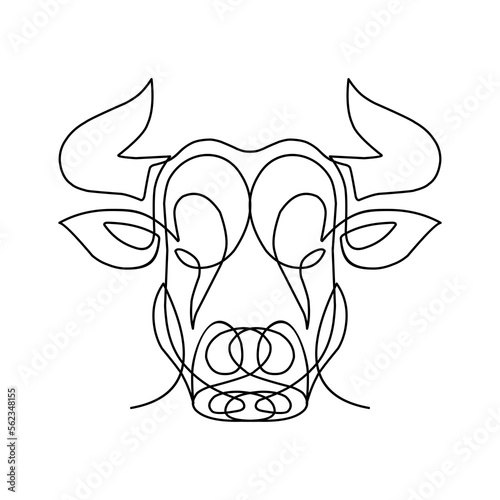 continuous one line art of bull