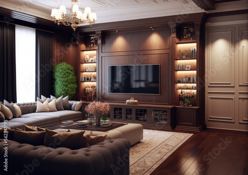 Entertainment Room in Luxury Home  3d render  ai generated 