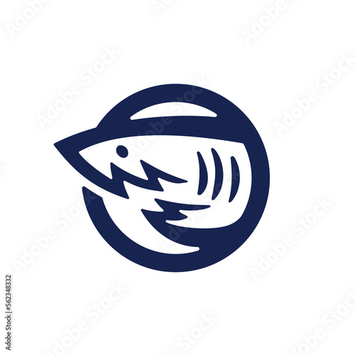 shark head round emblem logo vector icon illustration