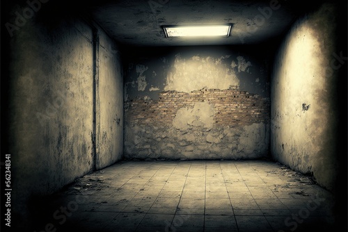 Old empty, grunge basement room, ai generated photo