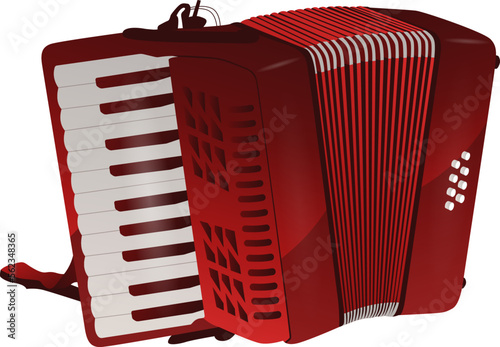 Red Accordion Instrument Traditional Musical