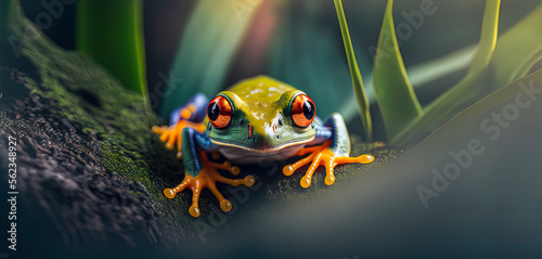 close up of a frog on a leaf, frog wallpaper, red/eyes frog photo