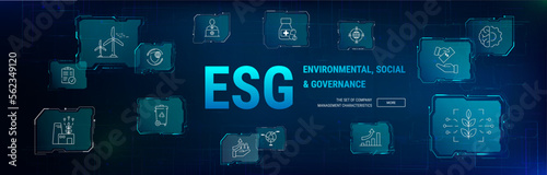 ESG banner web icon for business and organizations. Environmental, Social Corporate Governance. Info banner calling to remember the involvement in solving environmental, social and management problems