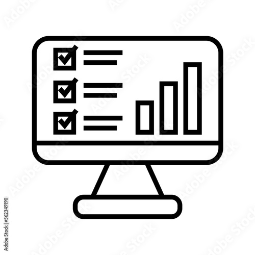 monitor with checklist and chart icon vector