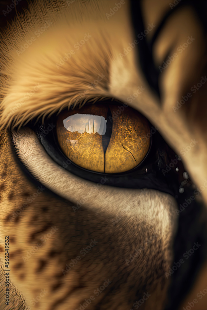 lion eye, detailed macro photography of a lion eye, lion eye closeup