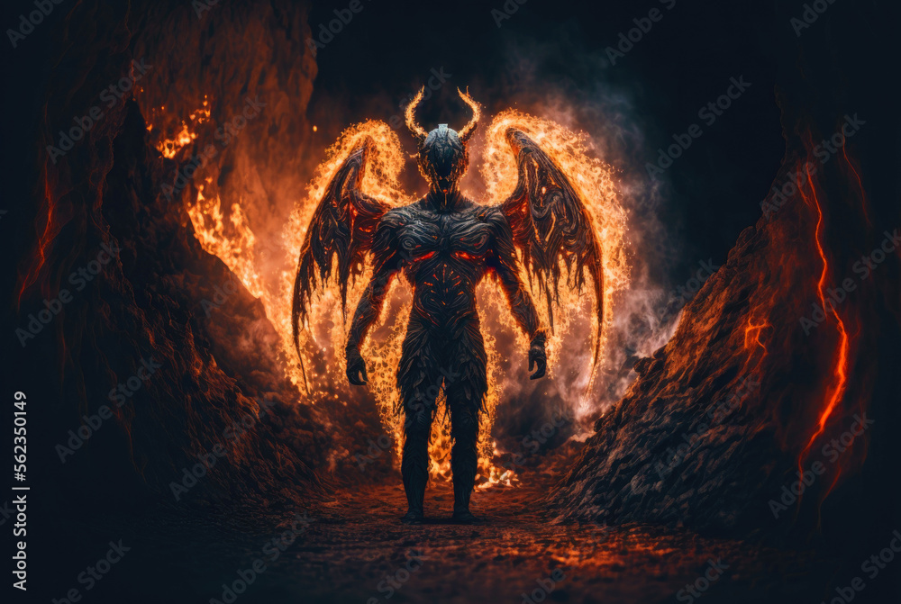Devil lucifer fire flames. Generative AI Stock Illustration | Adobe Stock