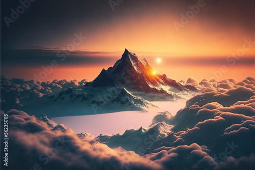 sunrise over the mountains, ai generated