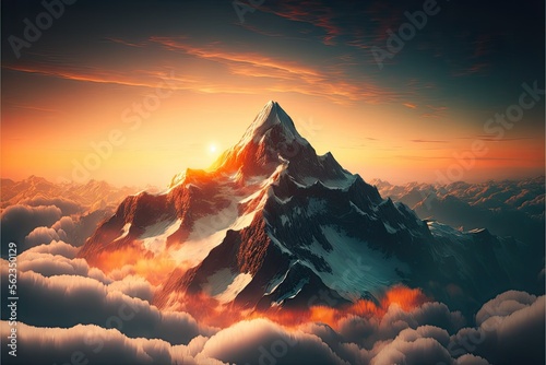 sunrise over the mountains, ai generated