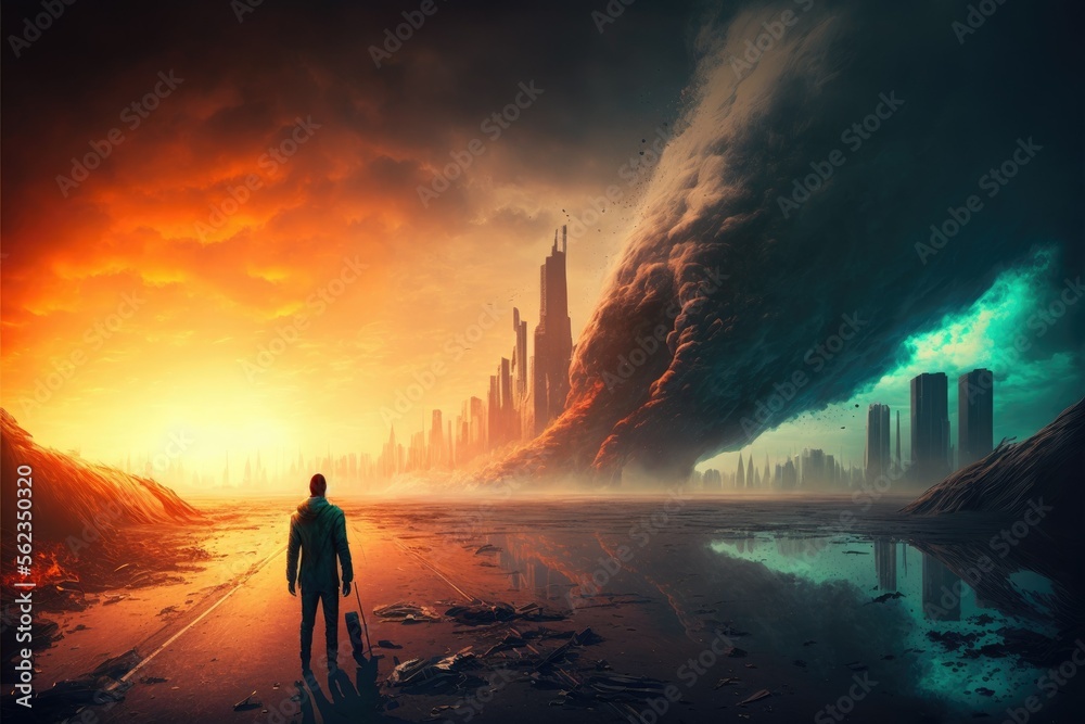 The end of the world, Apocalyptic vision of the future world, ai generated