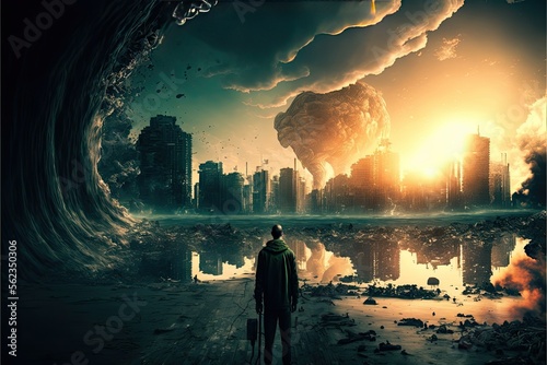 The end of the world, Apocalyptic vision of the future world, ai generated