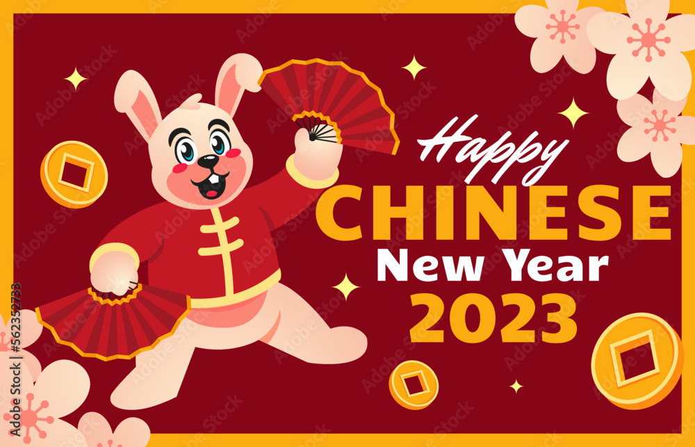 Fototapeta premium chinese new year celebration with rabbit