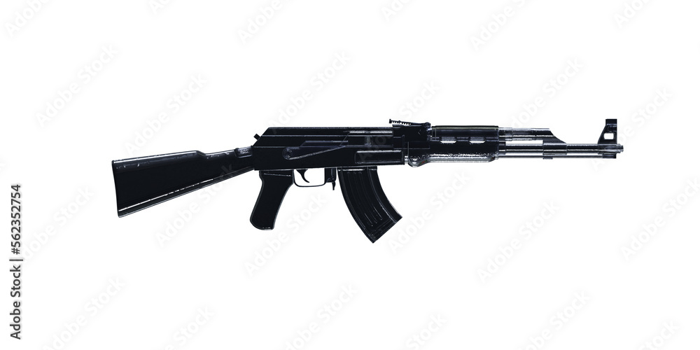Ak-47 rifle isolated with transparency in solid black material Ak-47 rifle isolated with transparency in solid black material