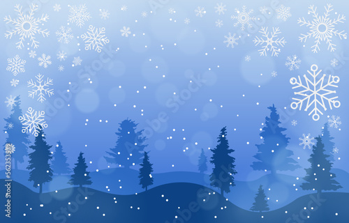 Winter Nature Background with Snow Flakes Element © DJUNARSO