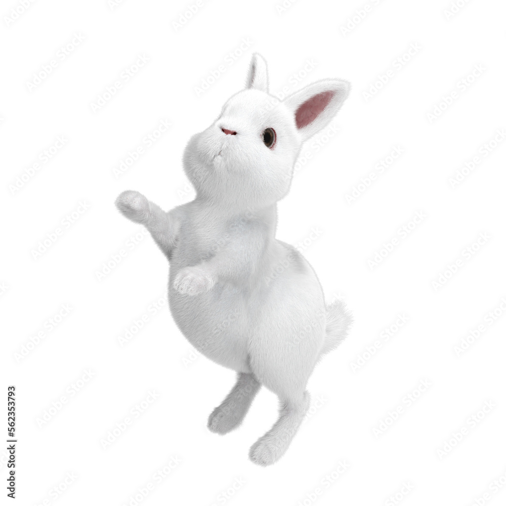 Obraz premium 2023 干支 ウサギ うさぎ 兔 新年 年賀状 3D CG 飛躍 跳躍 3DCG 透過PNG
