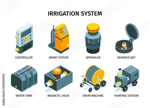 Irrigation System Isometric Icons