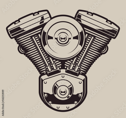 Vector illustration of a engine on a light background